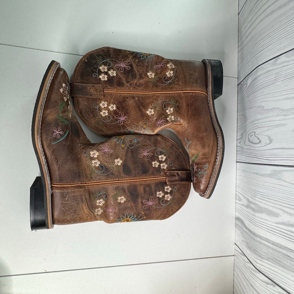 Smoky Mountain Boots Youth Sz 5R/Woman’s Sz 6.5 Floral Brown Square 3843Y - Picture 8 of 9